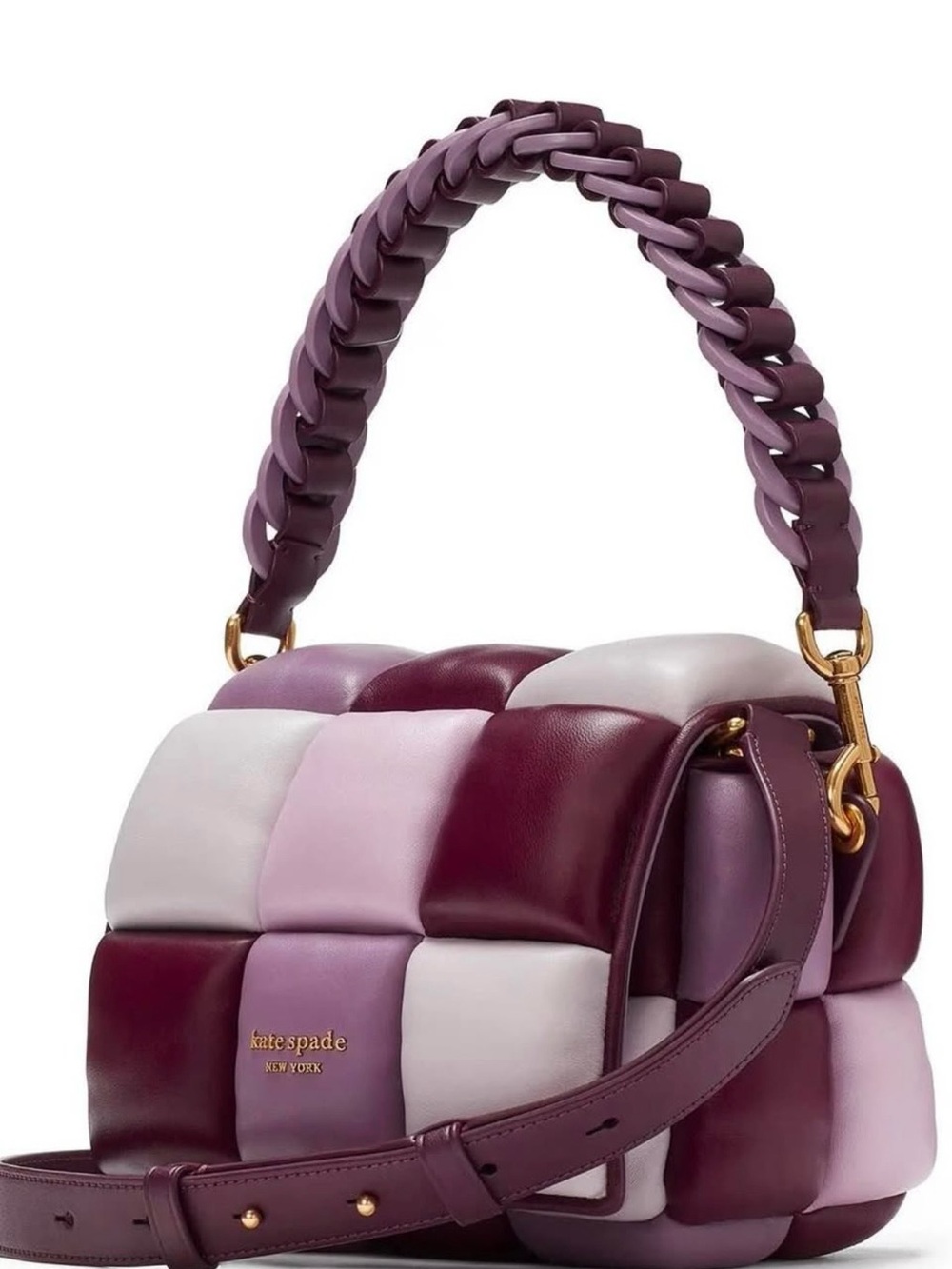 Kate Spade Boxxy Smooth Leather Large Crossbody in Purple Agate Multi K9016